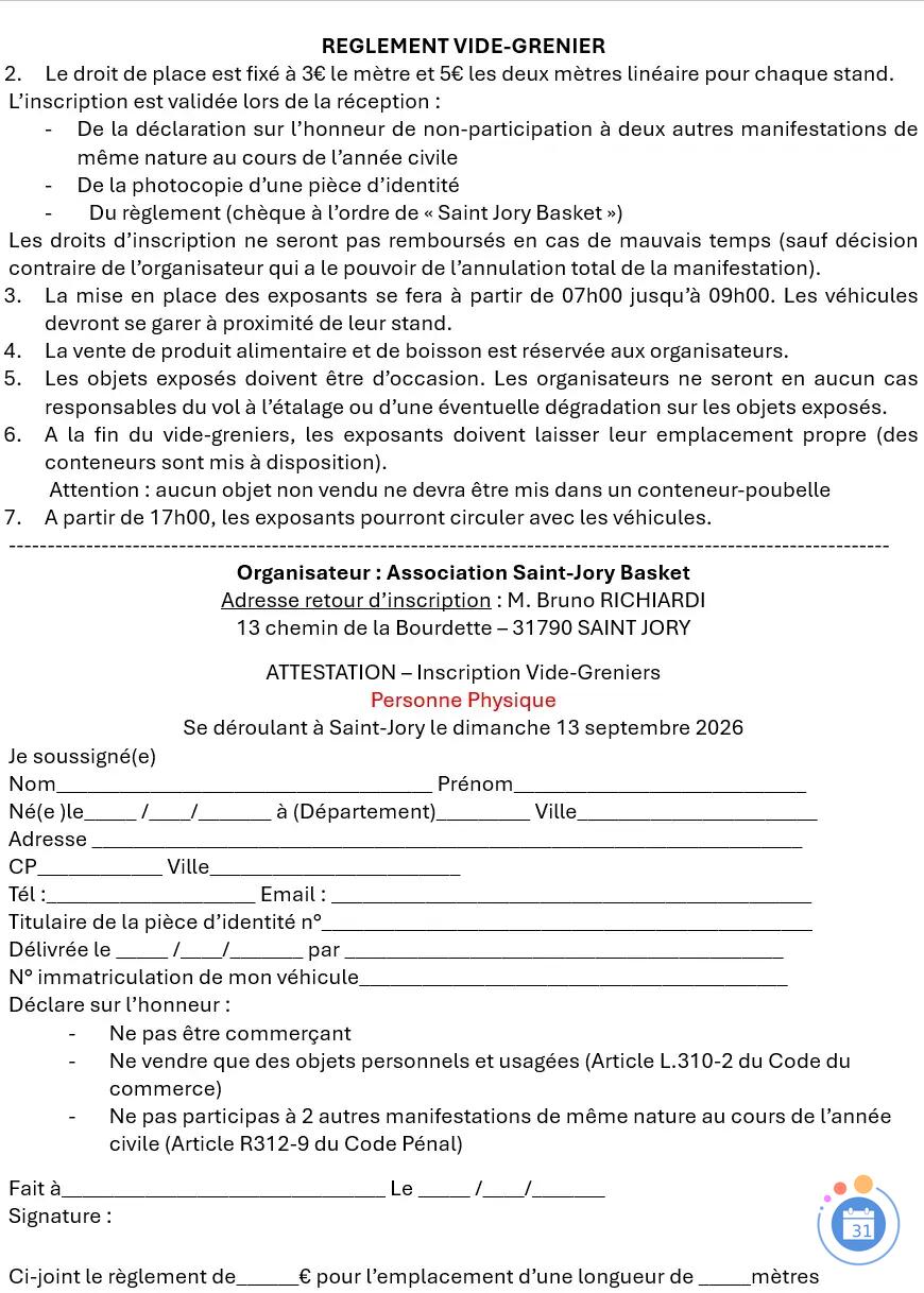 Image Vide Grenier - Saint Jory Basket (photo 2)