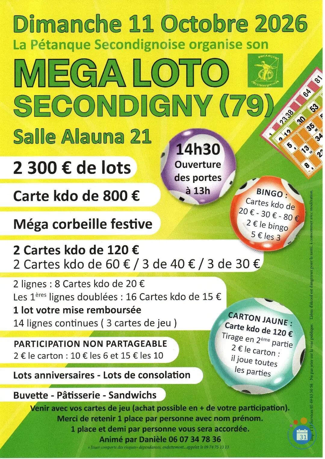 Image Méga Loto de la Pétanque Secondignoise (photo 1)