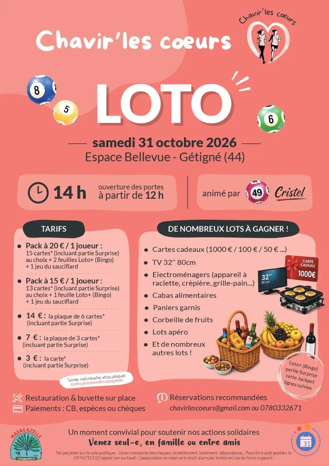 Image MÉGA LOTO / ASSOCIATION CHAVIR'LES COEURS / ANIMATION 
