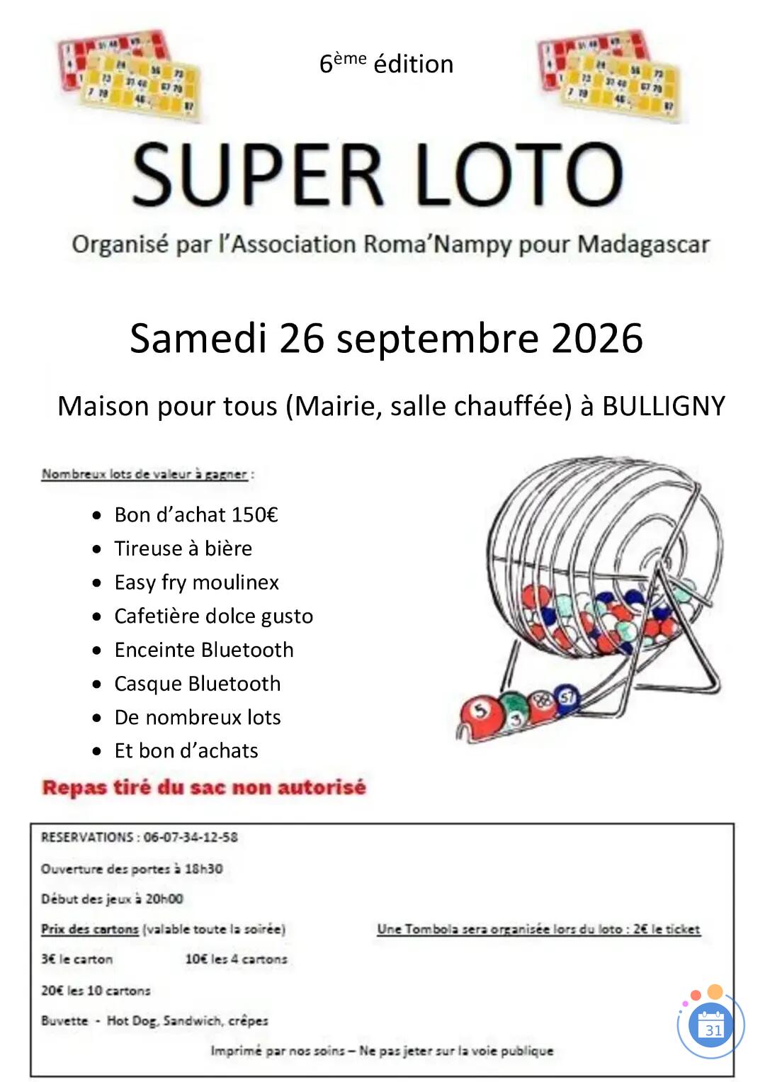Image SUPER LOTO ROMA'NAMPY pour Madagascar (photo 1)