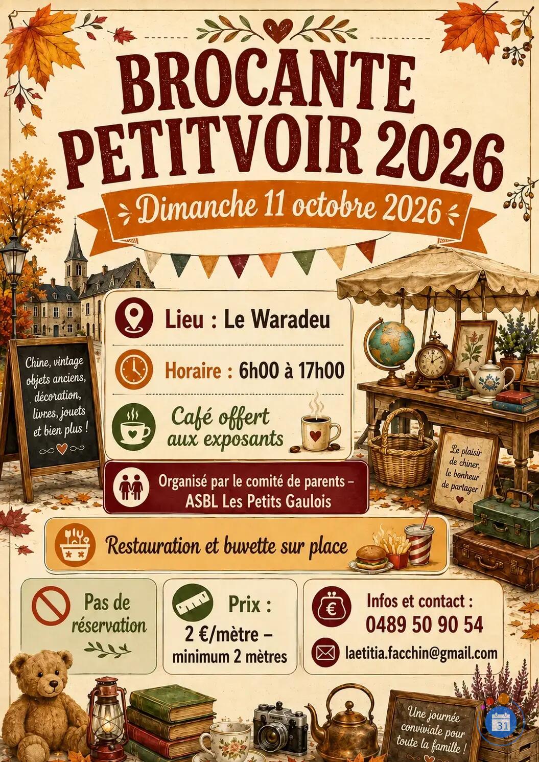 Image 17ème brocante de Petitvoir – Dimanche 11 octobre 2026 ! (photo 1)