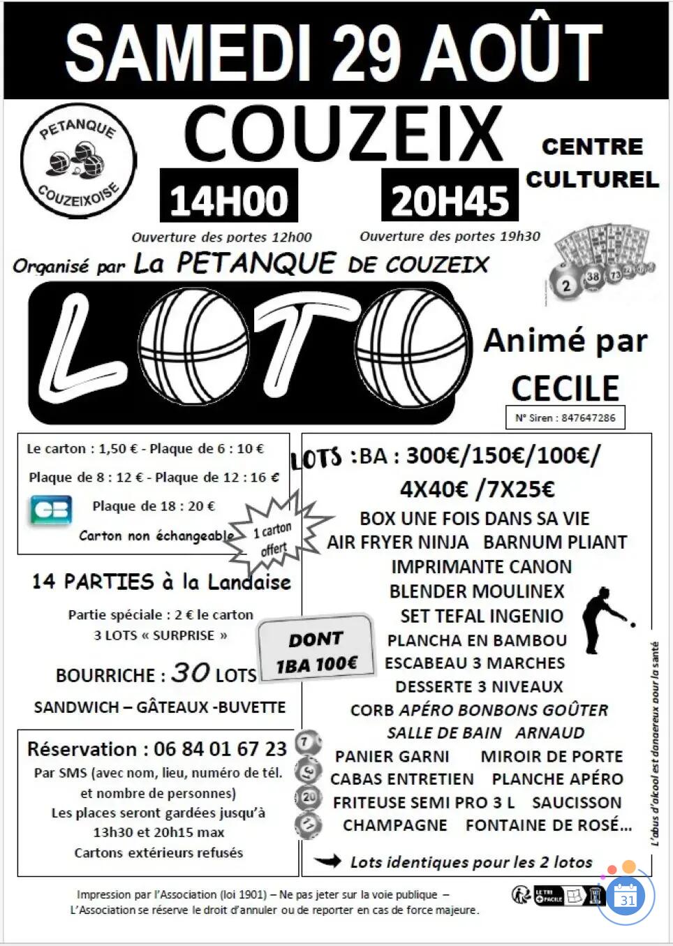 Image DOUBLE LOTO DE LA PETANQUE 14H ET 20H45 (photo 1)