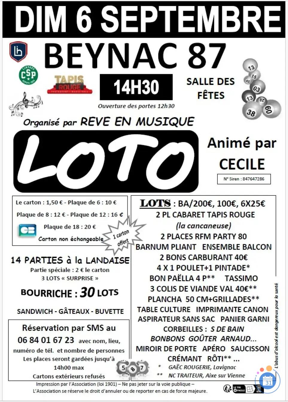 Image LOTO DU REVE EN MUSIQUE ANIME PAR CECILE (photo 1)