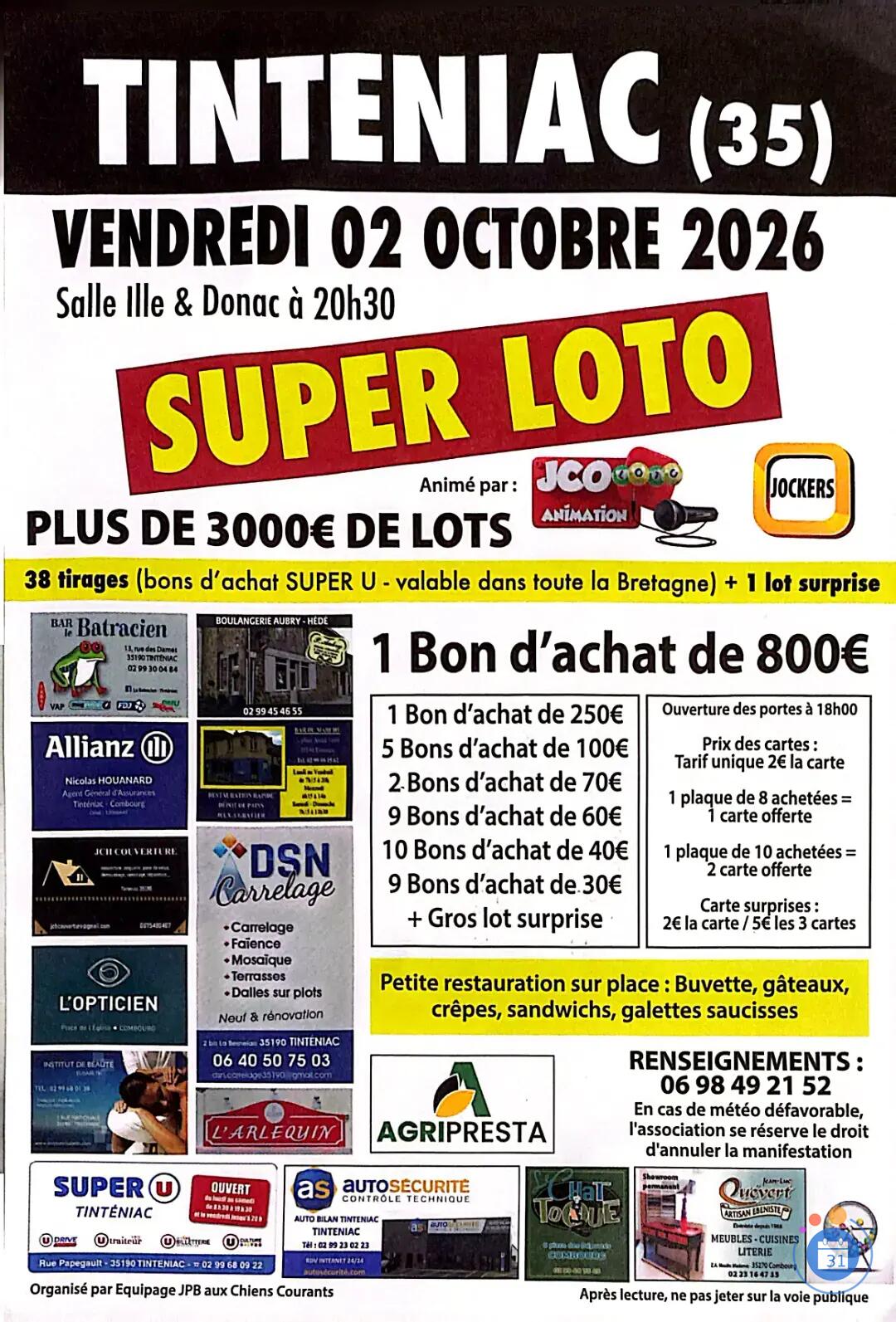 Image Super loto Equipage JPB de Tinténiac avec JCO (photo 1)