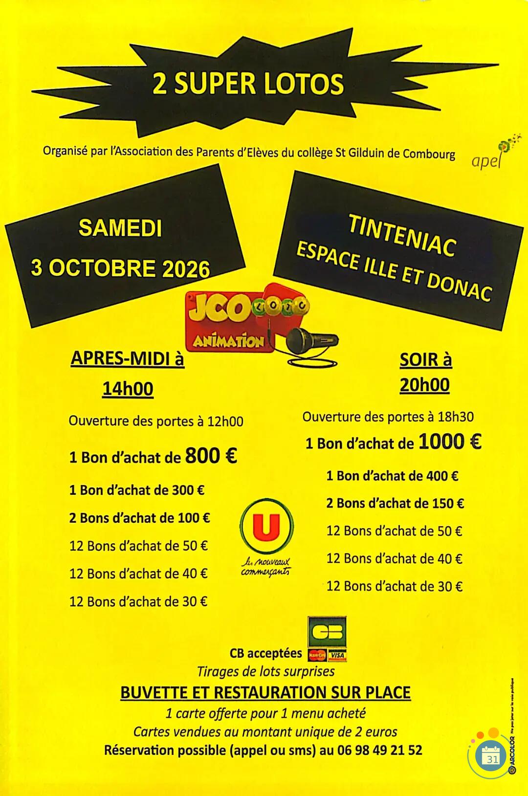 Image Super loto Collège St Gilduin de Combourg avec JCO (photo 1)