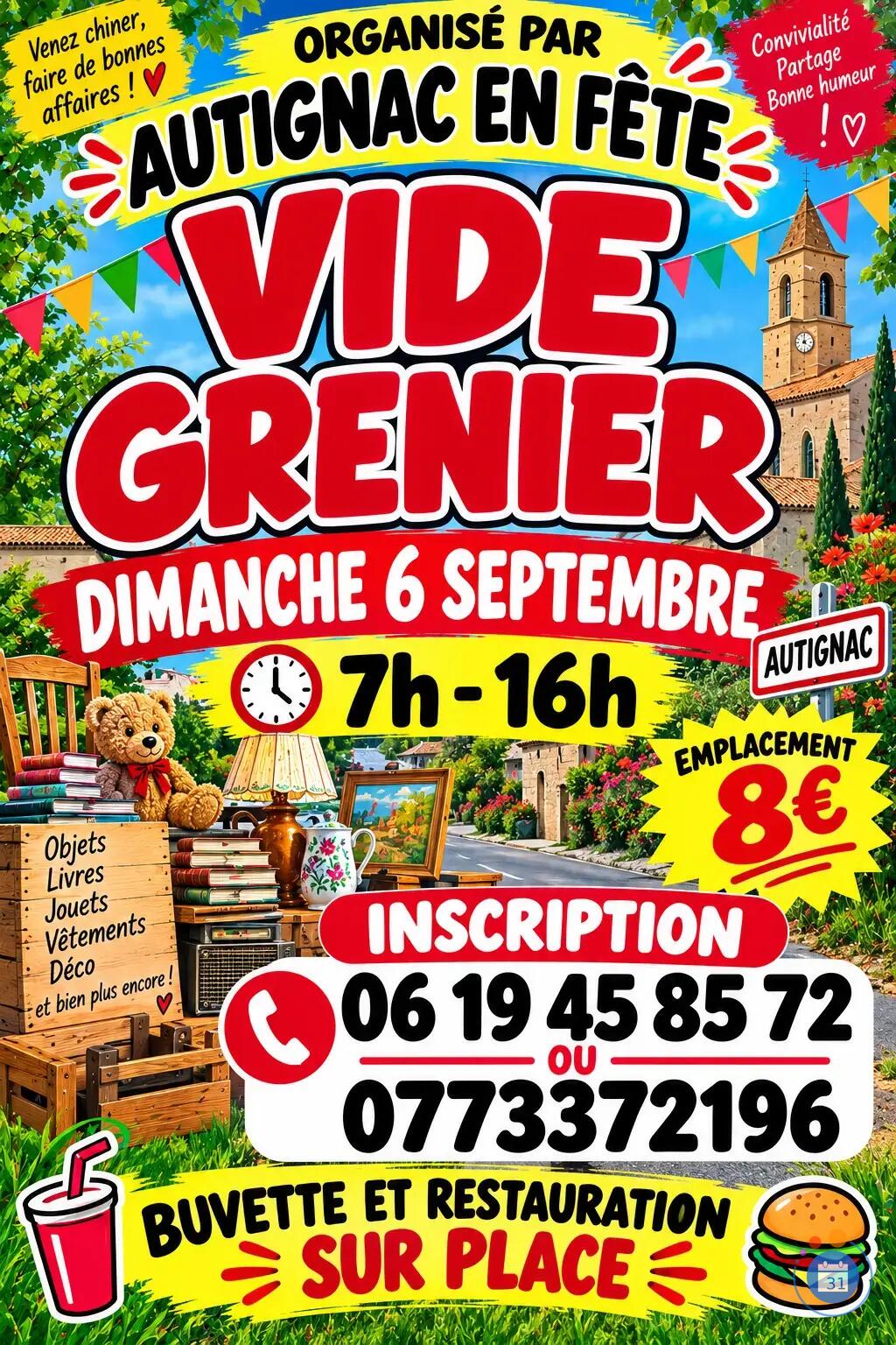 Image Vide Grenier (organiser par Autignac en fête) (photo 1)
