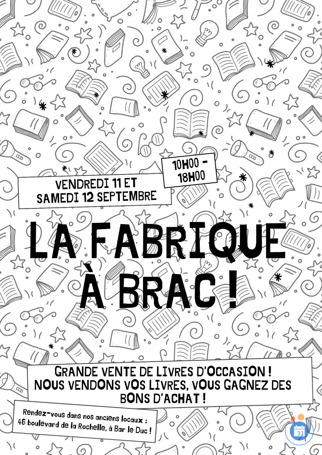 Image La Fabrique à Brac : Grande Vente de livres d'occasion (photo 1)