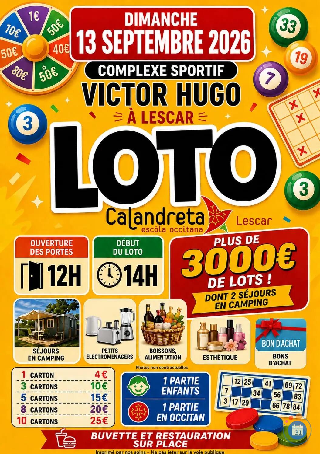 Image Super loto calandreta Lescar (photo 1)