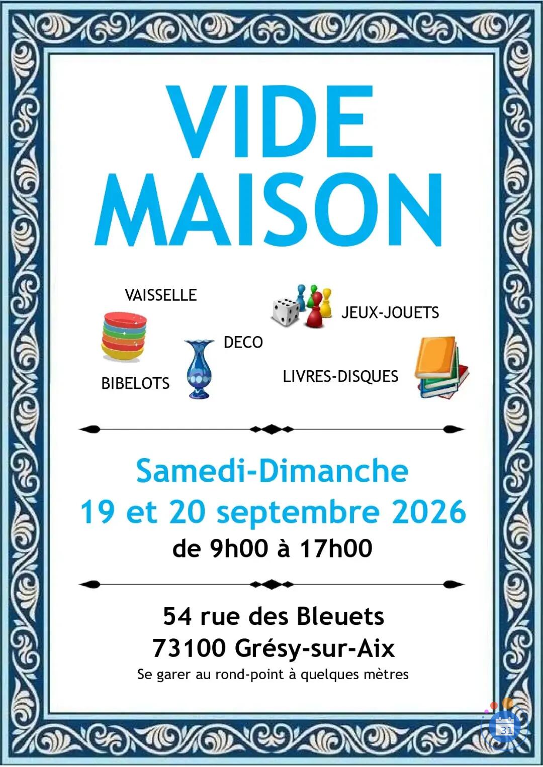 Image VIDE MAISON à GRESY SUR AIX 19-20 SEPTEMBRE 2026 (photo 1)