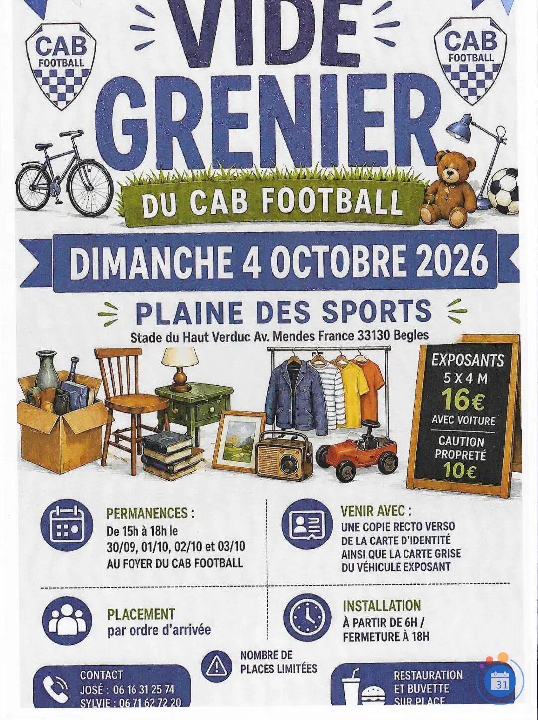 Image VIDE GRENIER DU CAB FOOTBALL (photo 1)