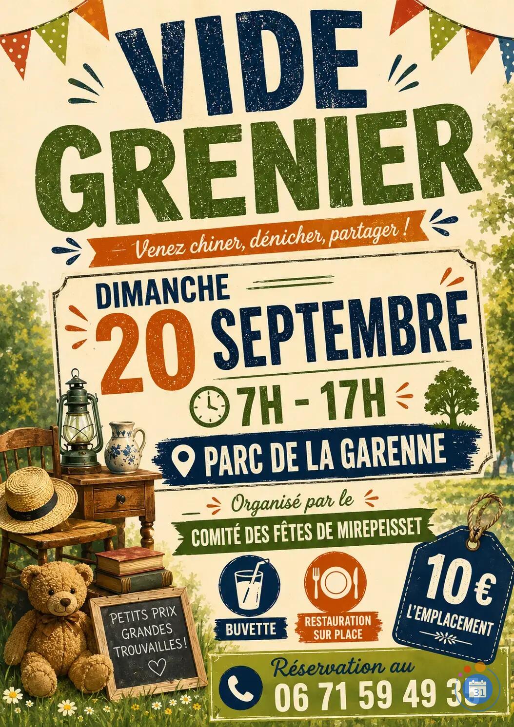 Image Vide grenier du comite des fetes mirepeisset (photo 1)