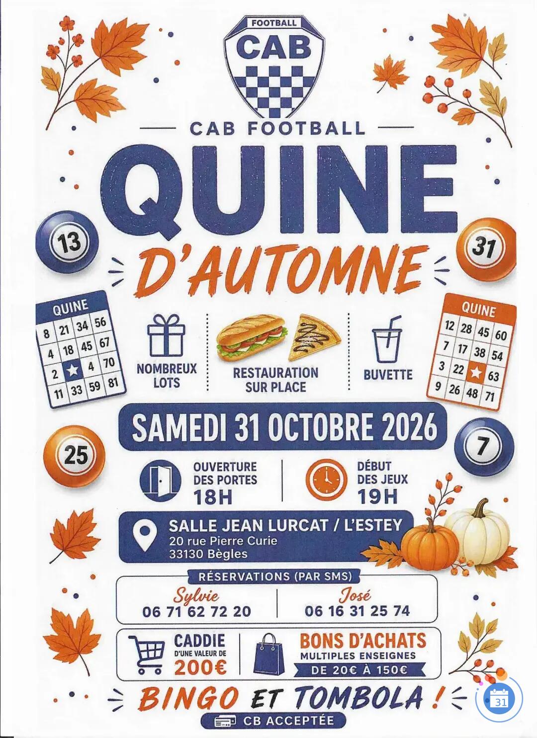 Image QUINE D'AUTOMNE CAB FOOTBALL (photo 1)