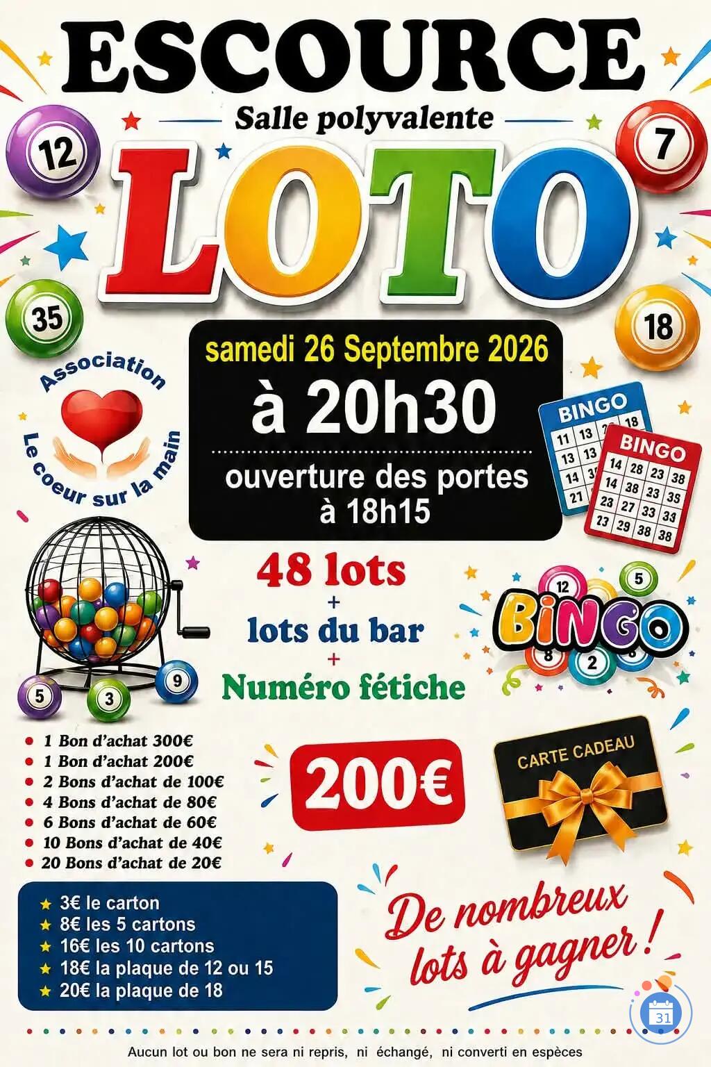 Image Loto bingo de l'association le coeur sur la main (photo 1)
