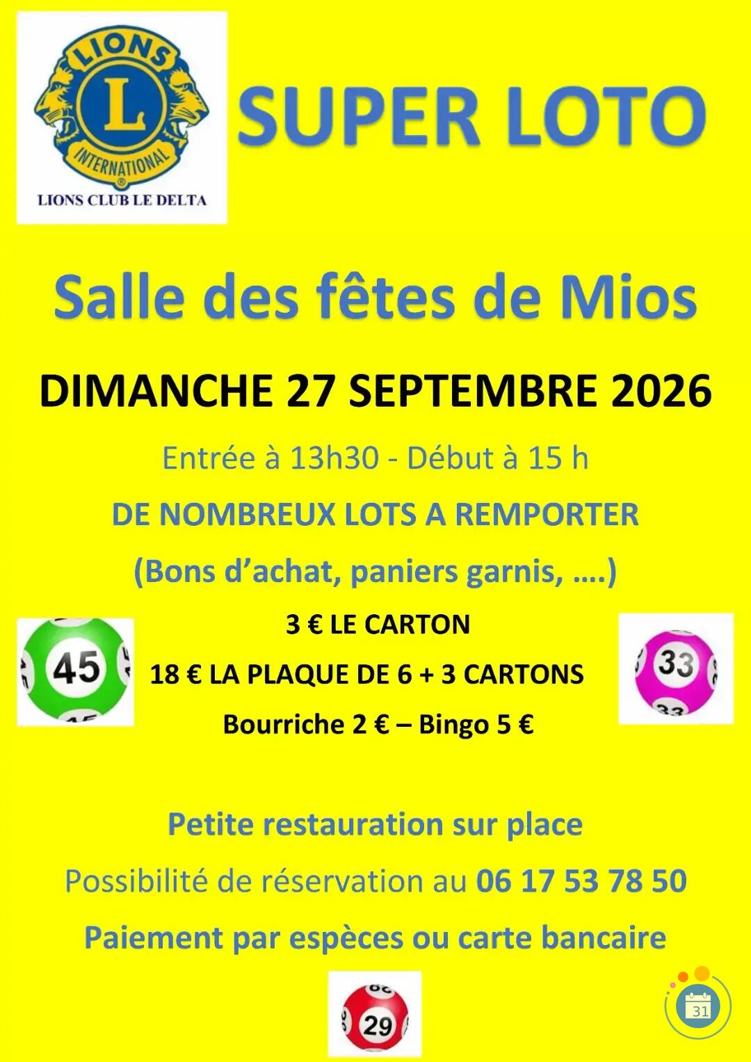 Image SUPER LOTO LIONS CLUB LE DELTA (photo 1)