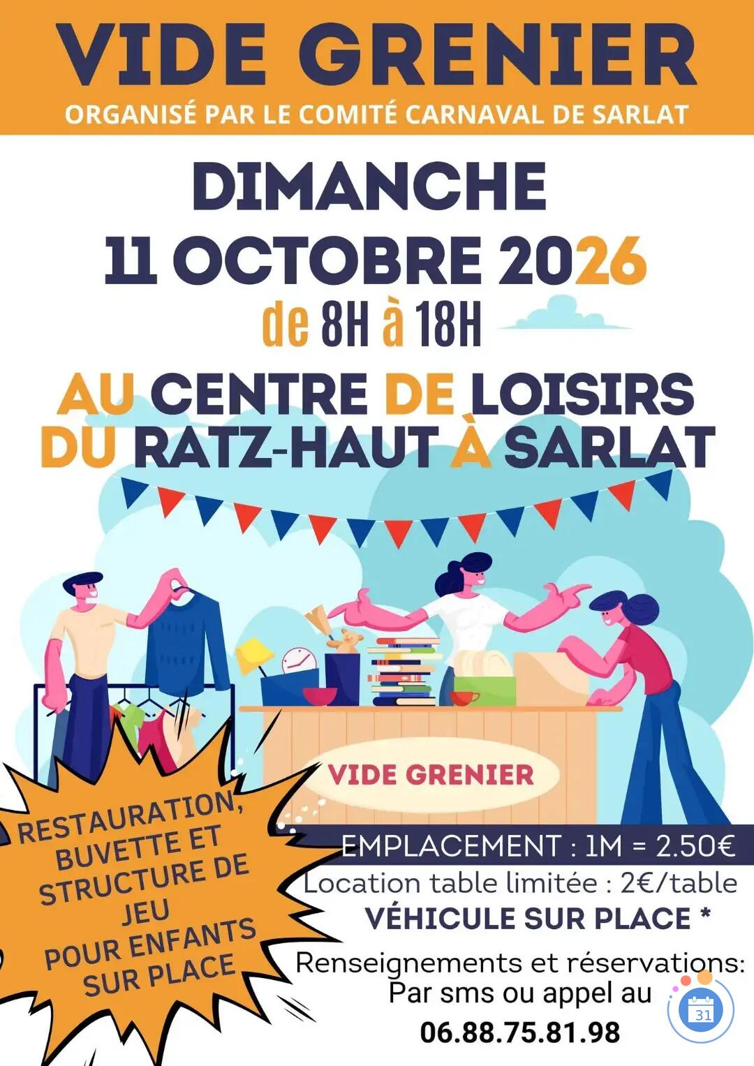 Image Vide grenier du comité carnaval au centre de loisirs du Ratz - Haut (photo 1)