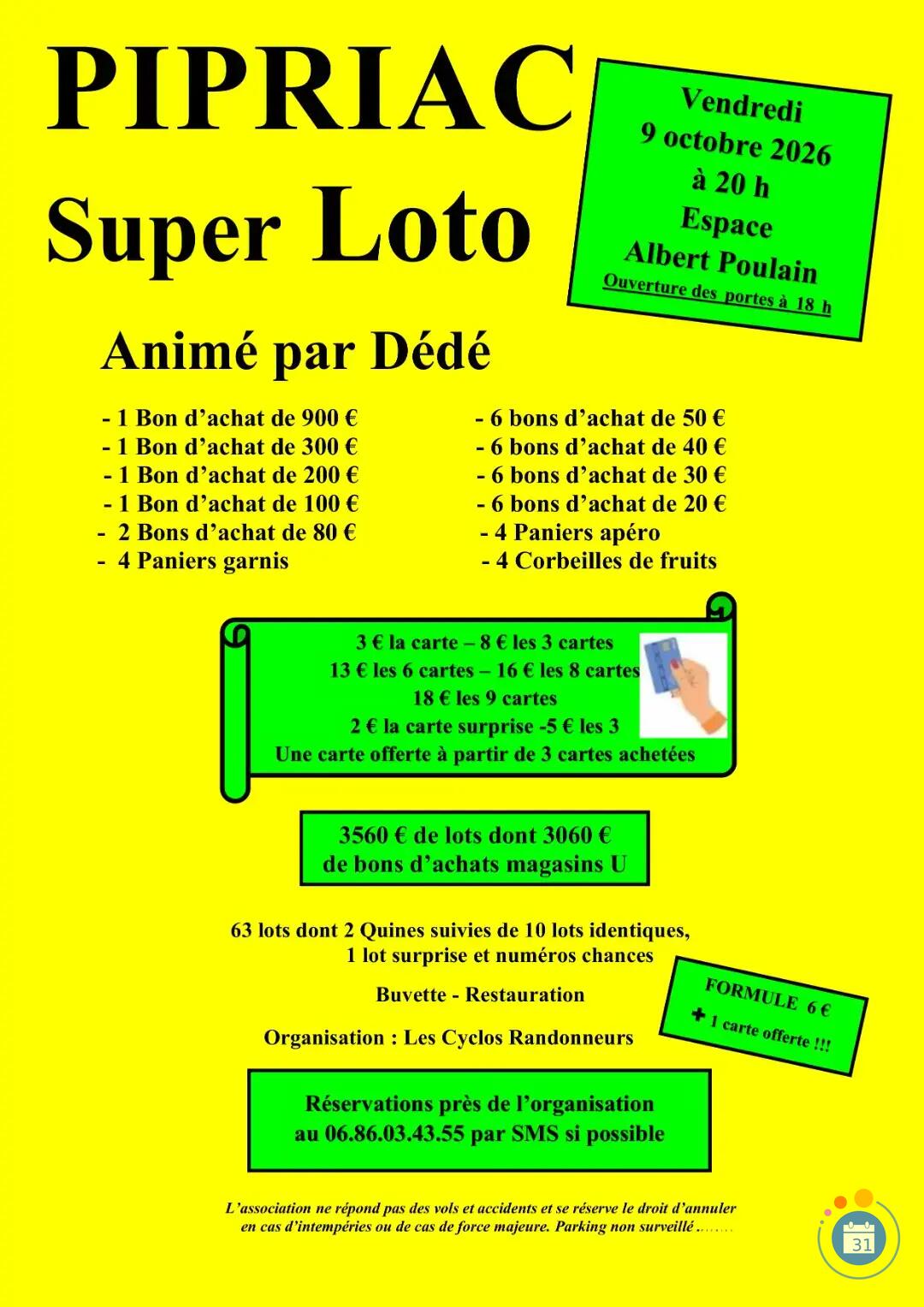 Image Super loto des Cyclos randonneurs Pipriatains (photo 1)