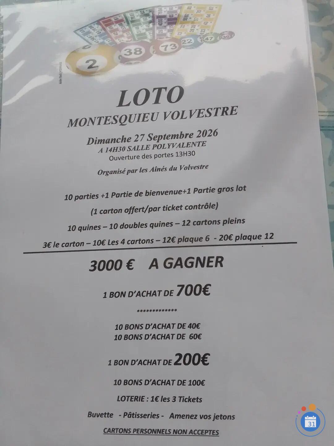 Image GROS LOTO DES AINES DU VOLVESTRE (photo 1)