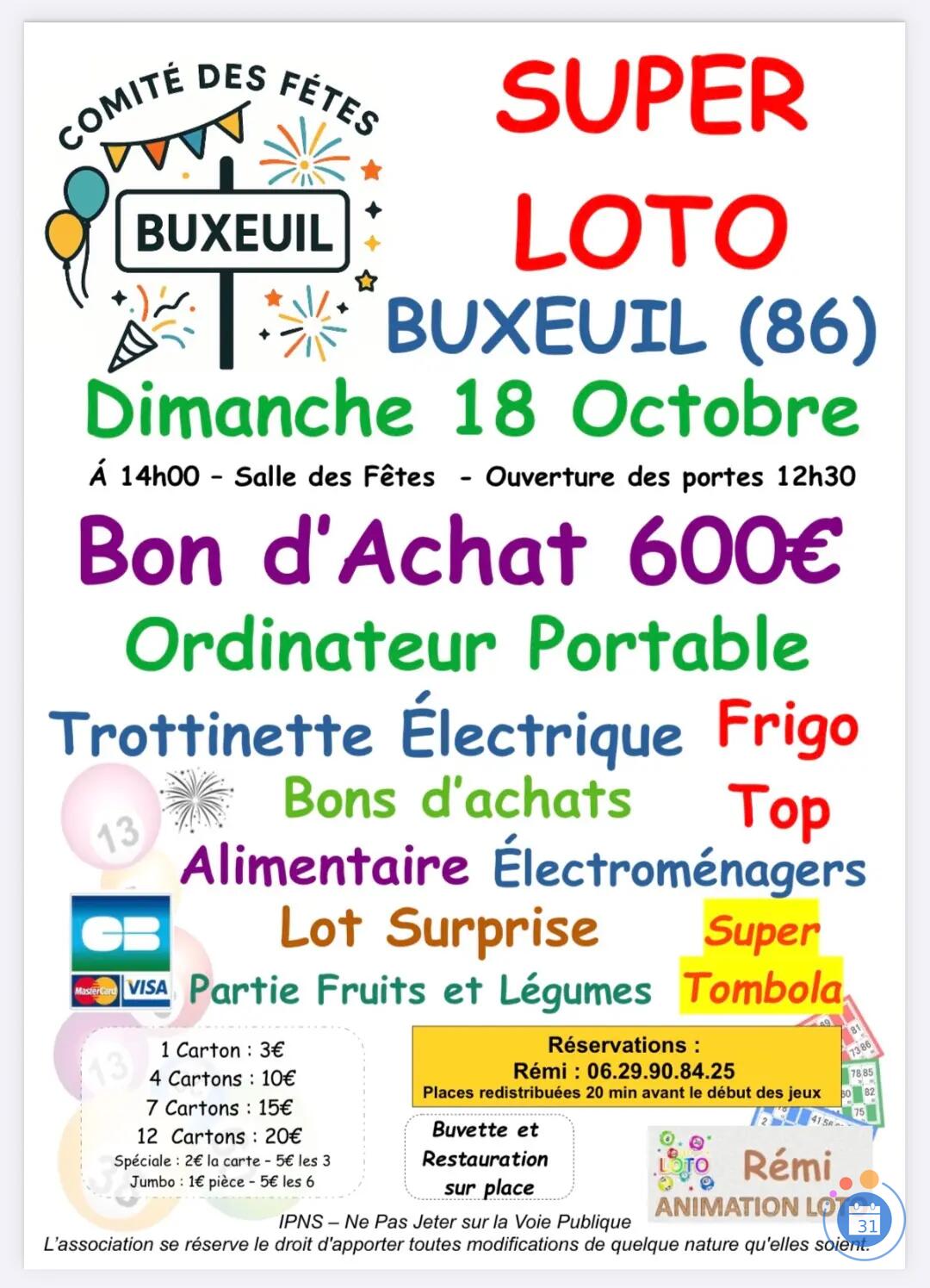 Image Super Loto du Comité des fêtes animé par Rémi (photo 1)