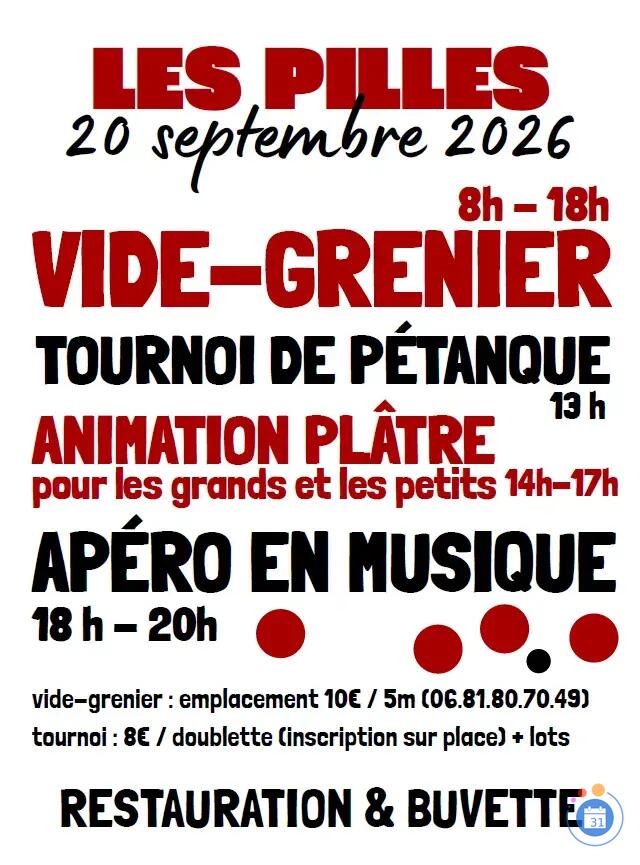 Image Vide grenier LES PILLES & Tournoi de pétanque (photo 1)