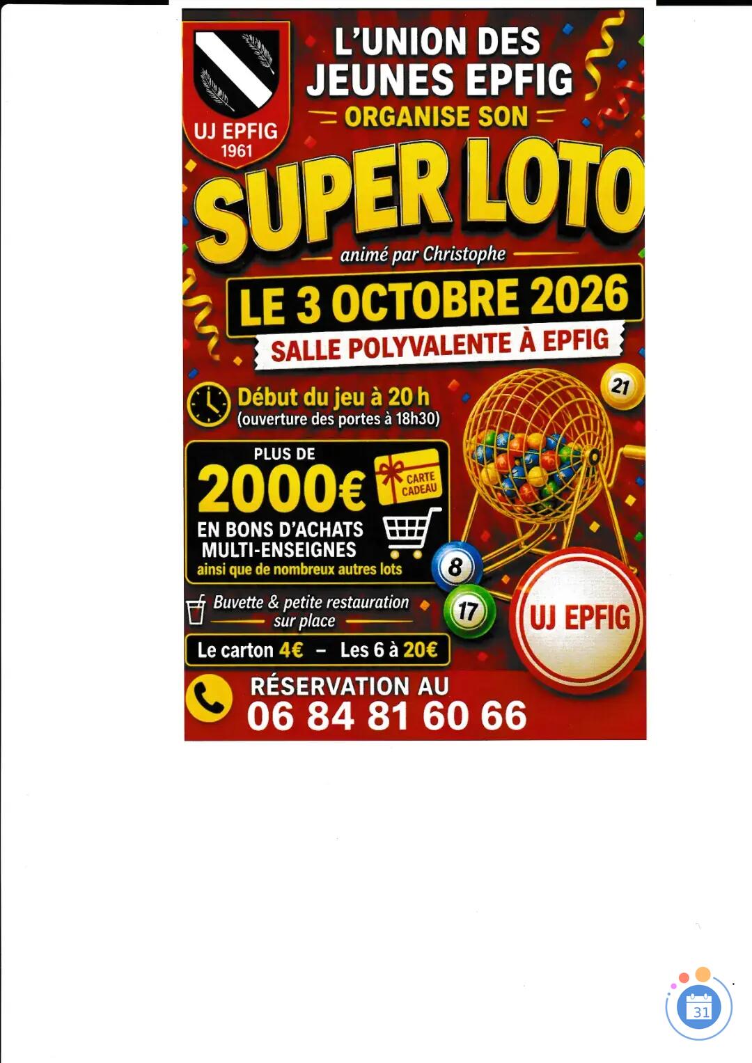 Image LOTO DE L'UJ EPFIG ANIME PAR CHRISTOPHE (photo 1)