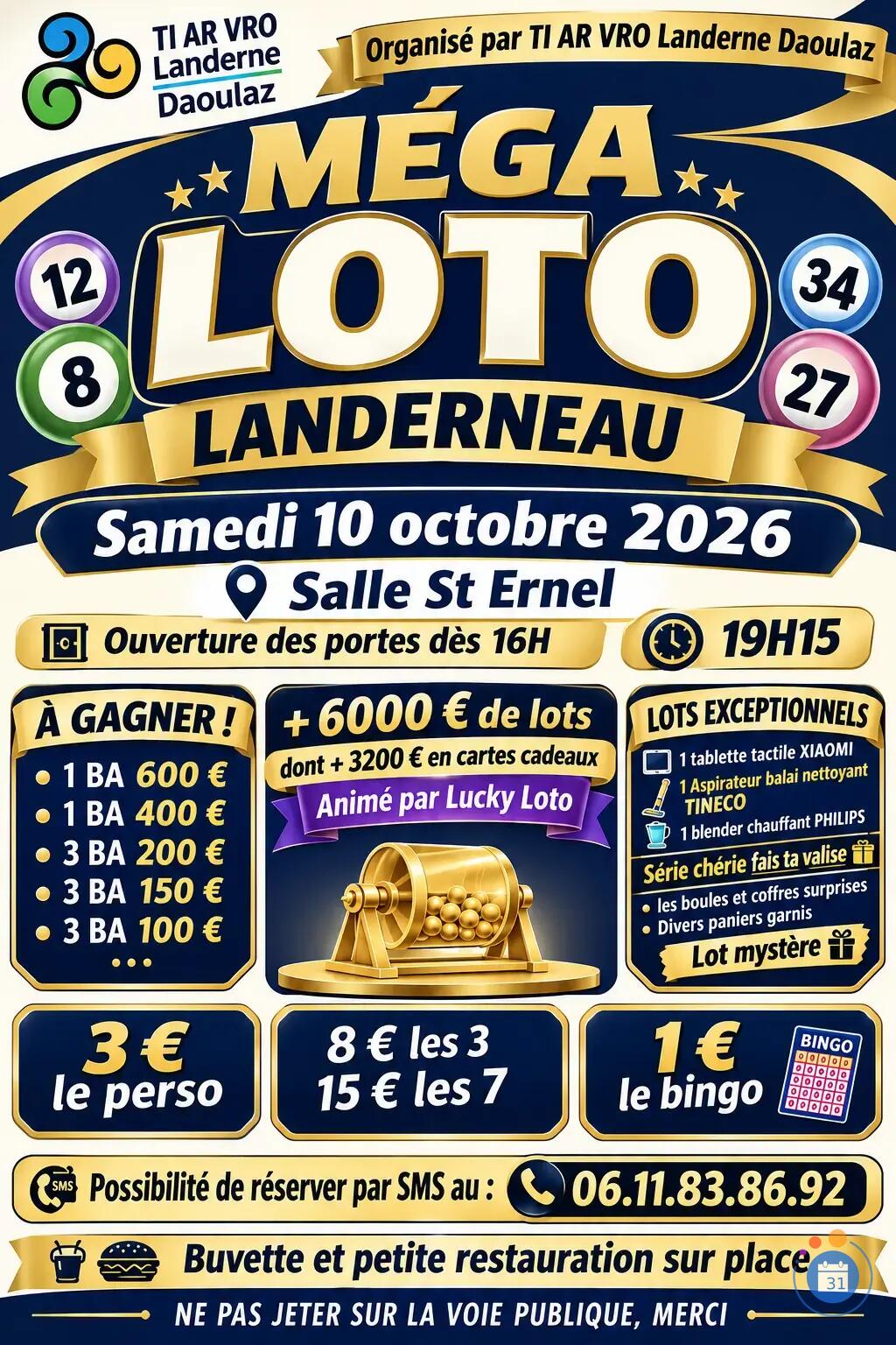 Flyer Super loto du Ti Ar Vro par Lucky Loto