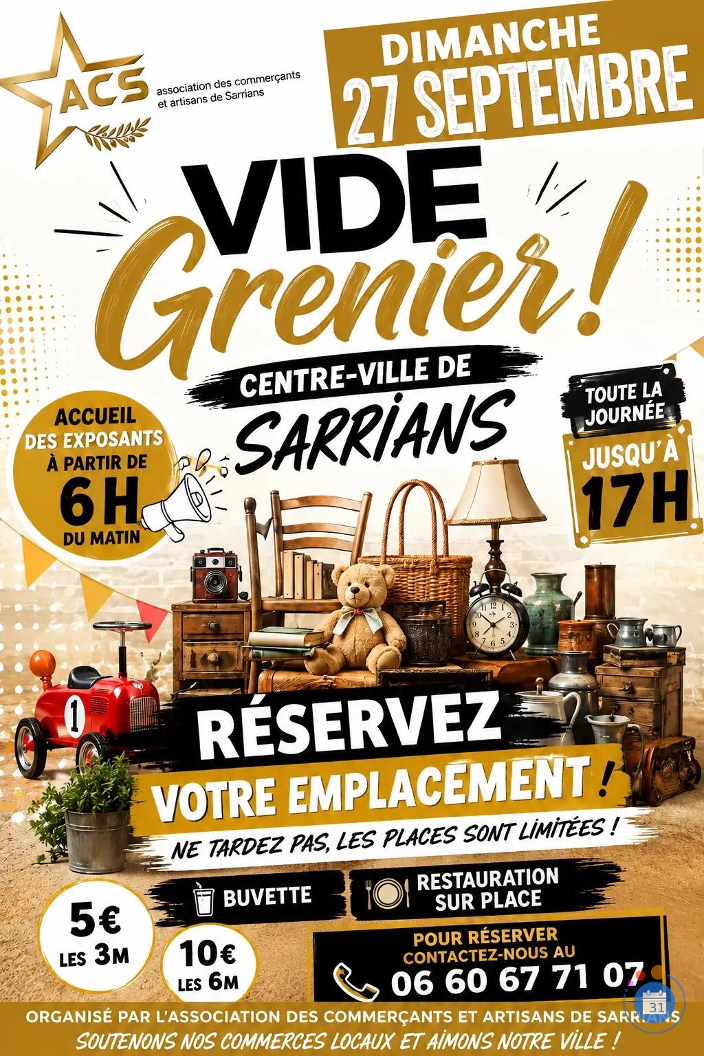 Image Vide grenier association des commerçants et artisans de Sarrians (photo 1)