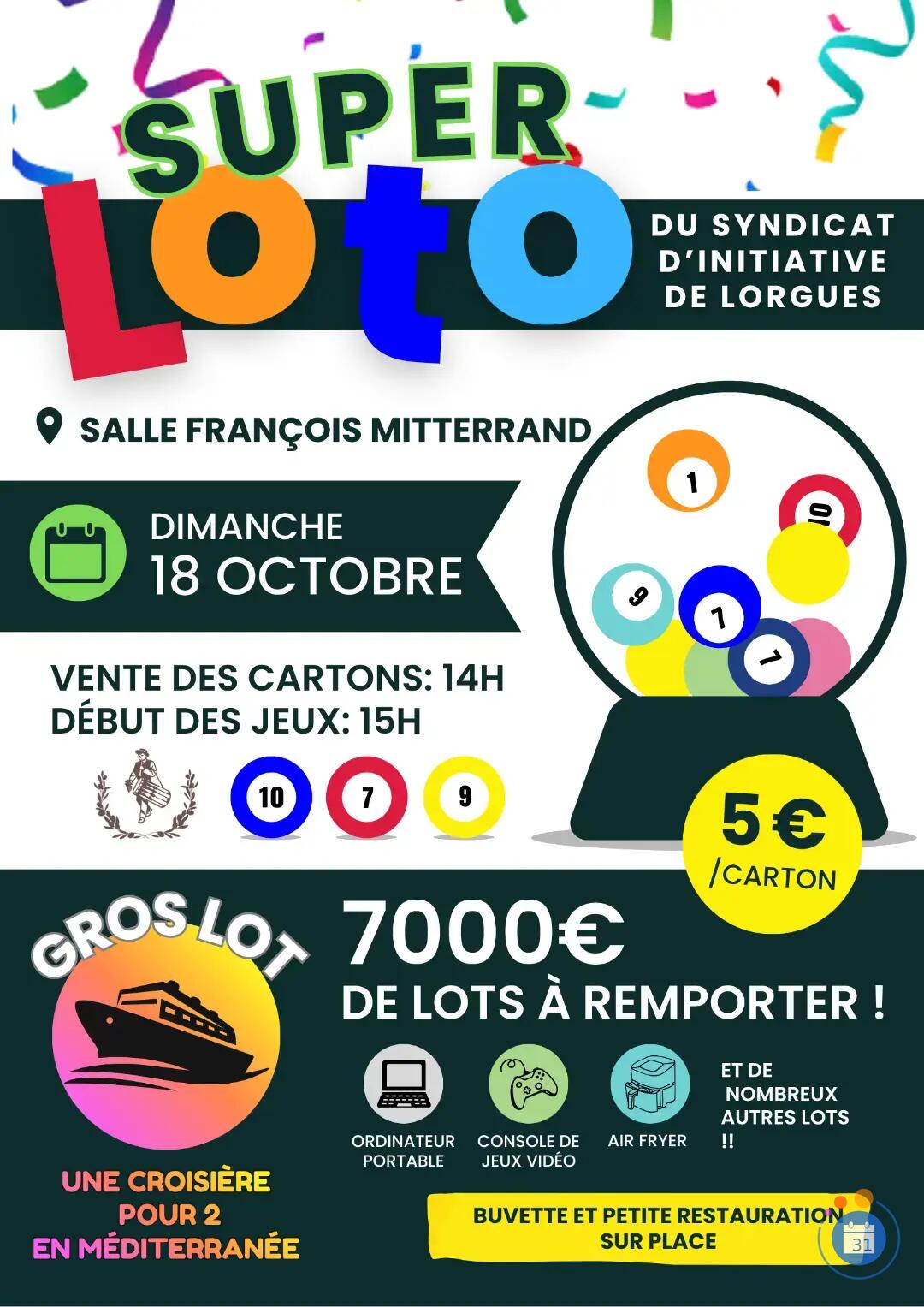 Image SUPER LOTO du Syndicat d'initiative de Lorgues (photo 1)