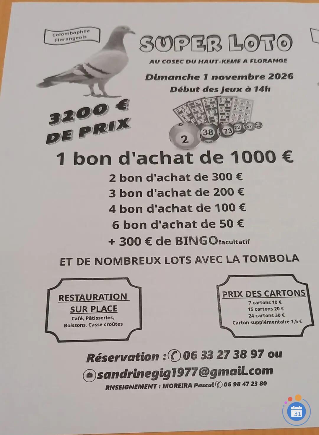 Image loto colombophile de la vallée de la fensch (photo 1)