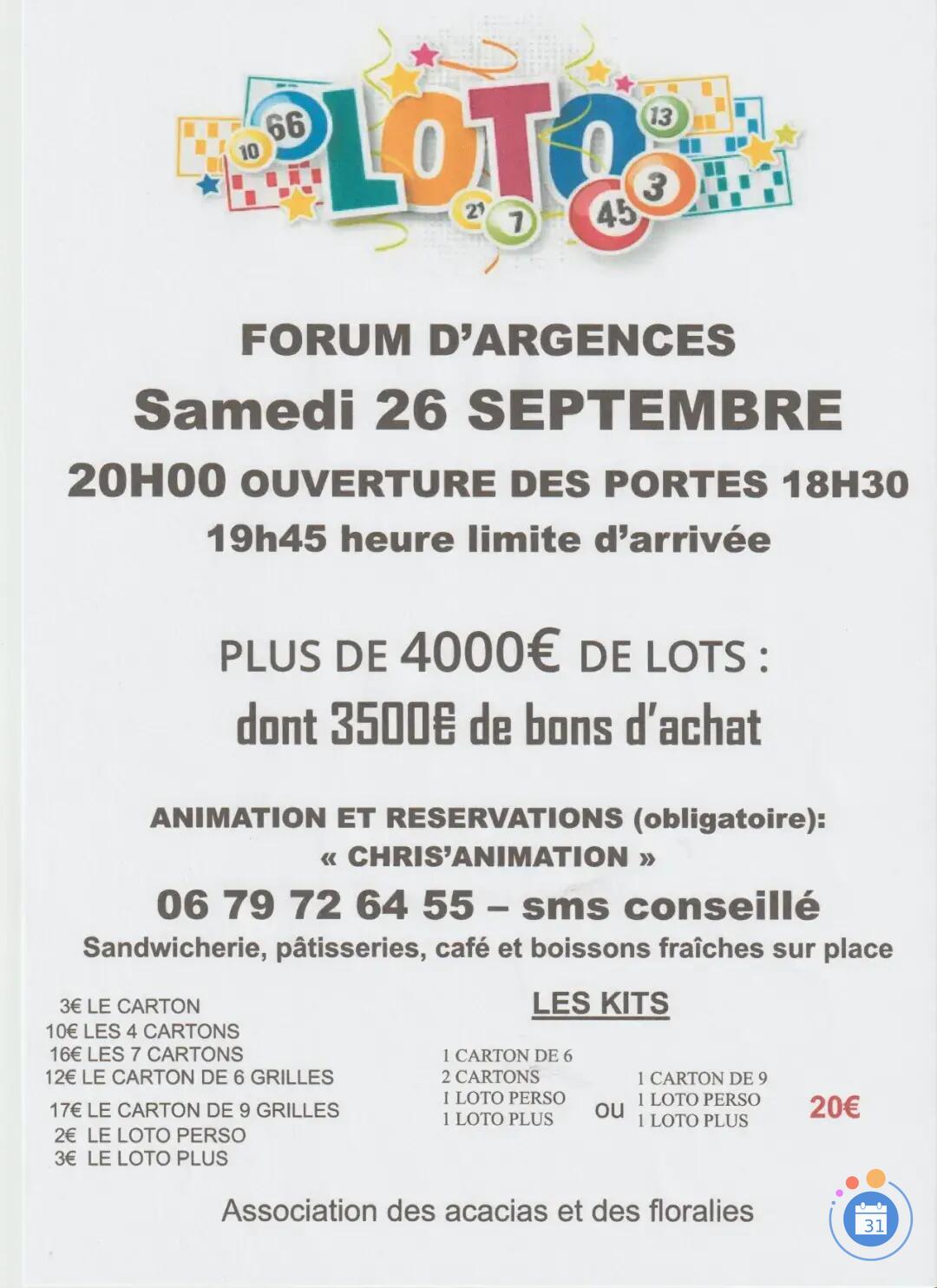 Image LOTO A ARGENCES ANIME PAR CHRIS ANIMATION (photo 1)