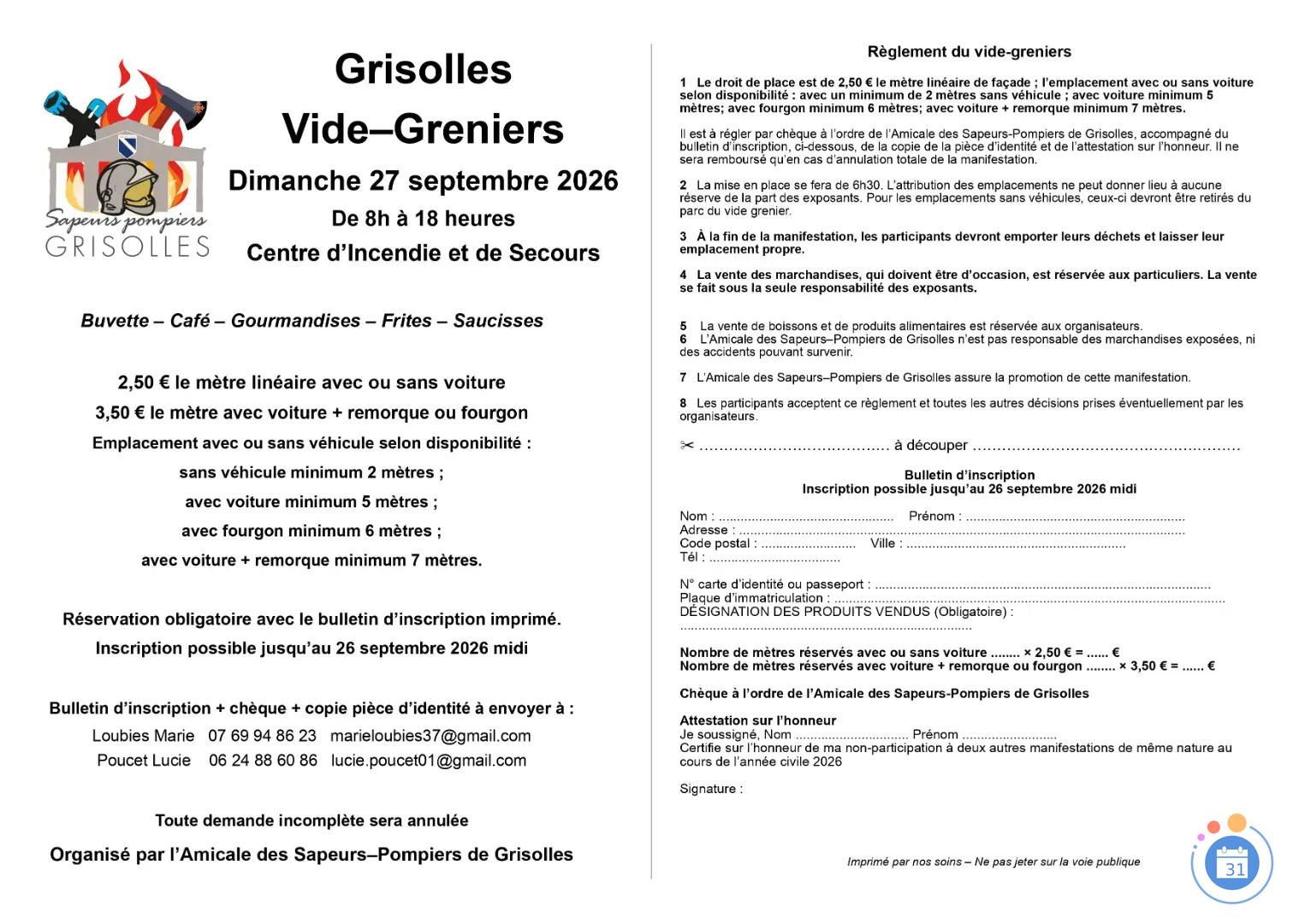 Image Vide Grenier des Sapeurs-Pompiers de Grisolles (photo 2)