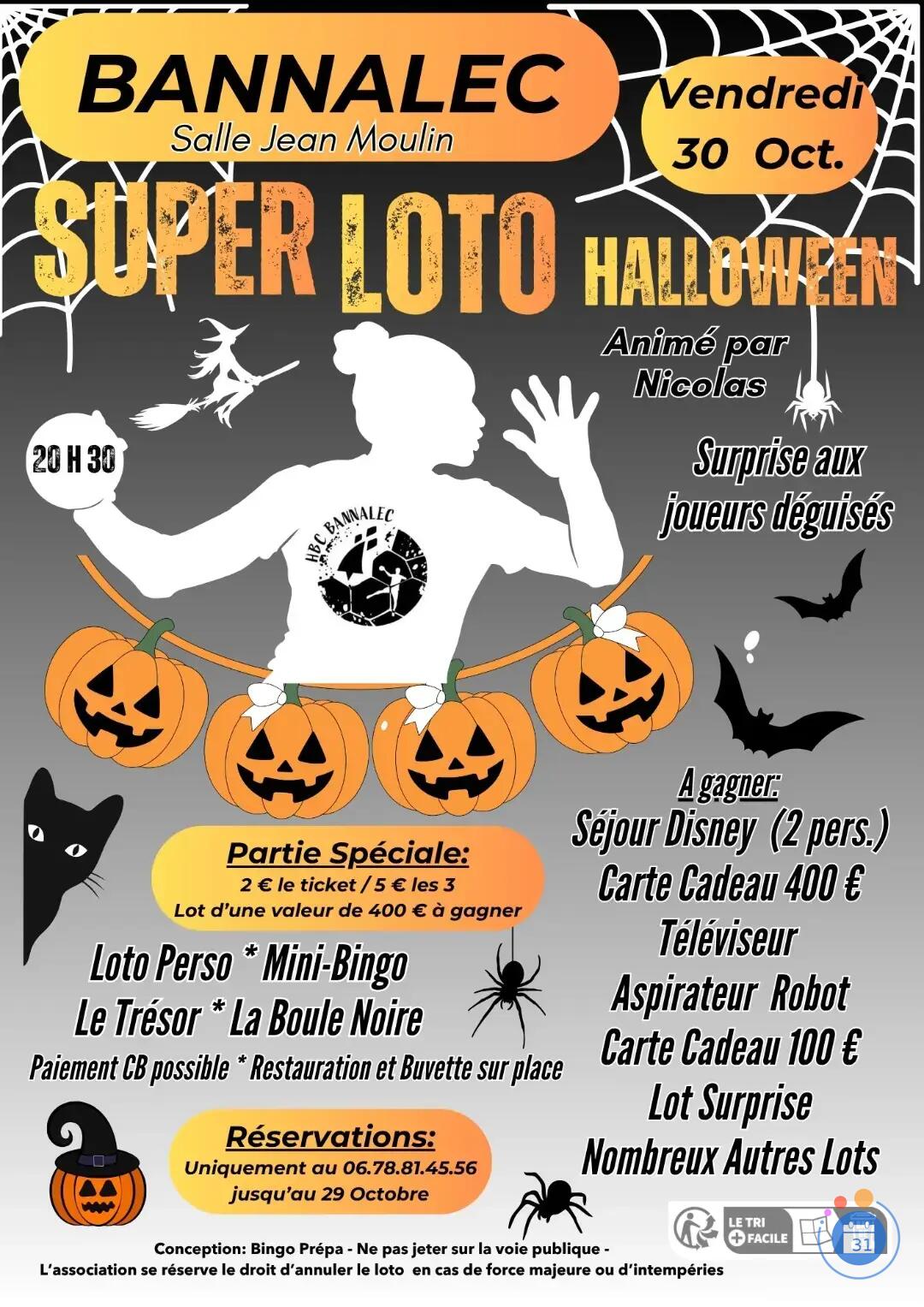 Flyer Super Loto d'Halloween du HBC Bannalec
