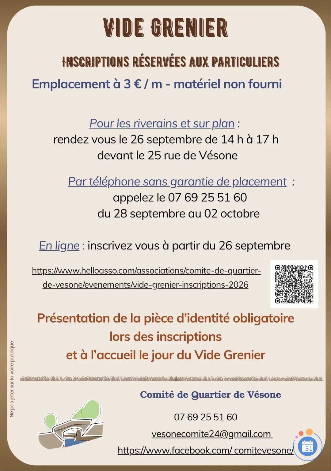 Image VIDE GRENIER du Comité de Quartier de Vésone (photo 2)