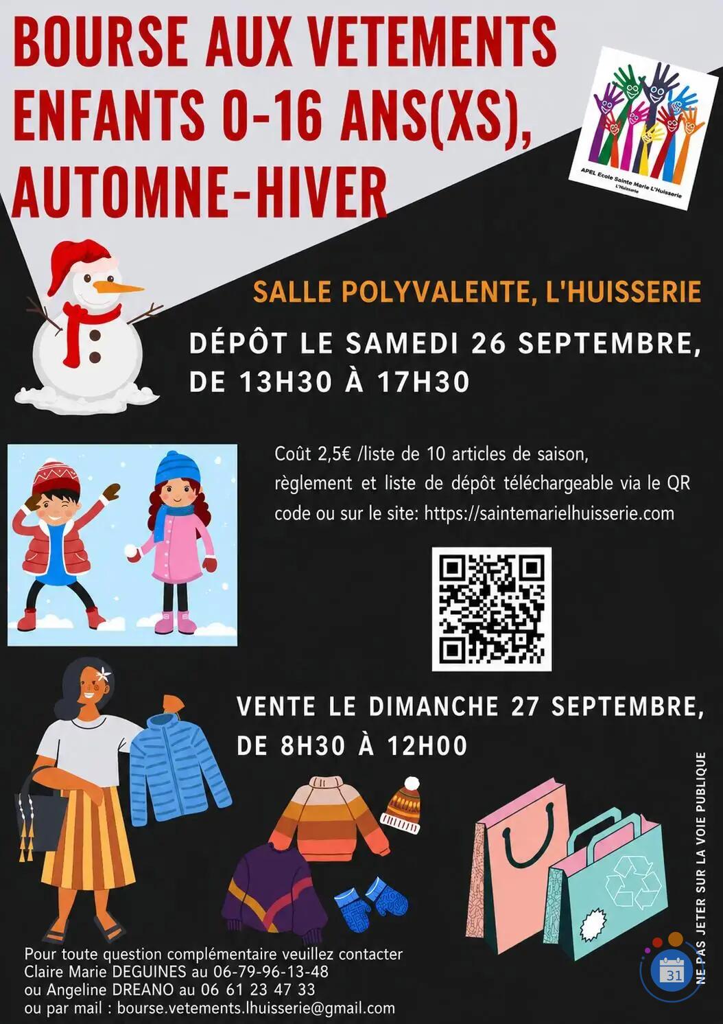 Image Bourse aux vêtements enfant 0-16 ans automne/hiver (photo 1)