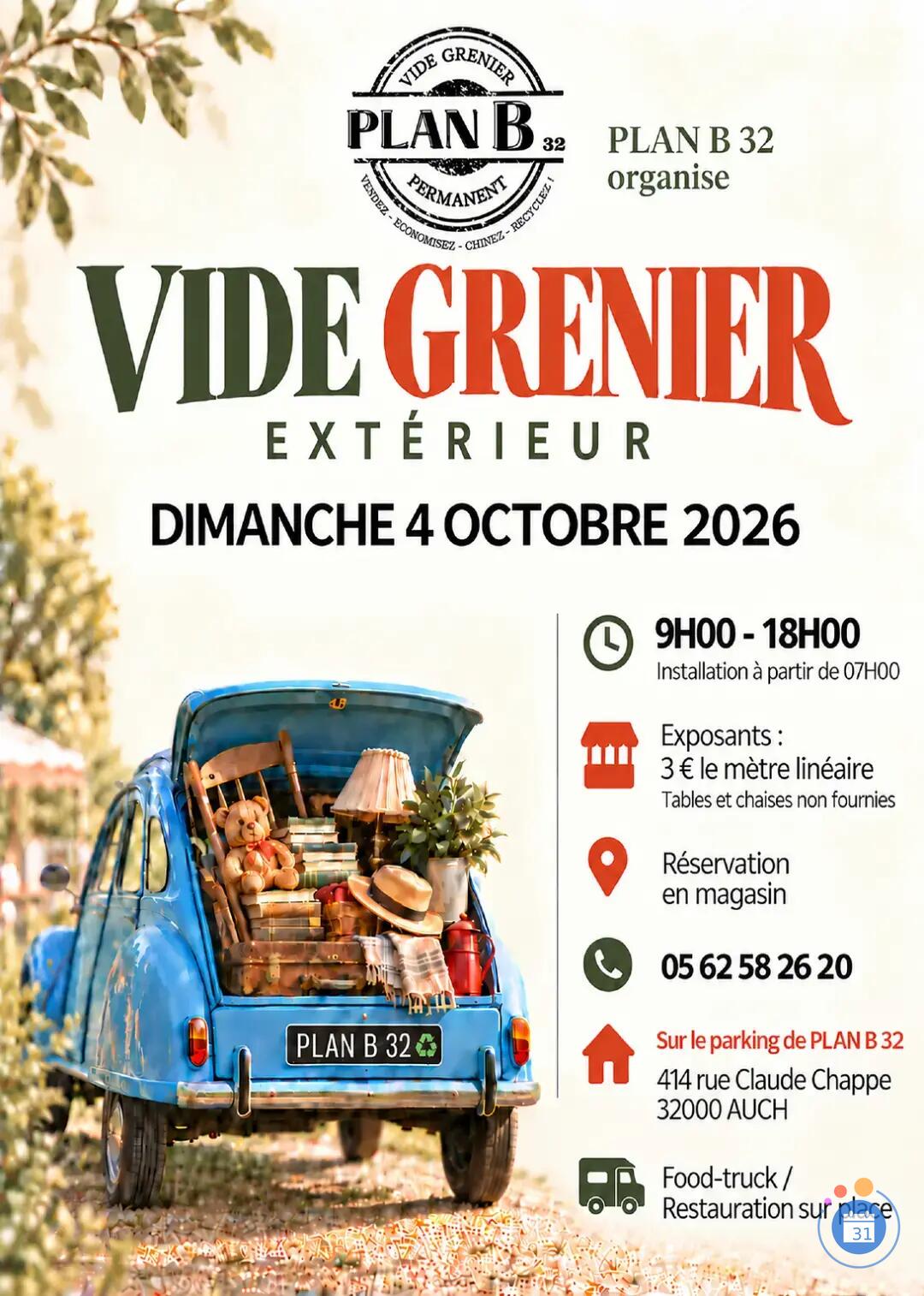 Image Vide grenier extérieur sur le parking de PLAN B 32 (photo 1)
