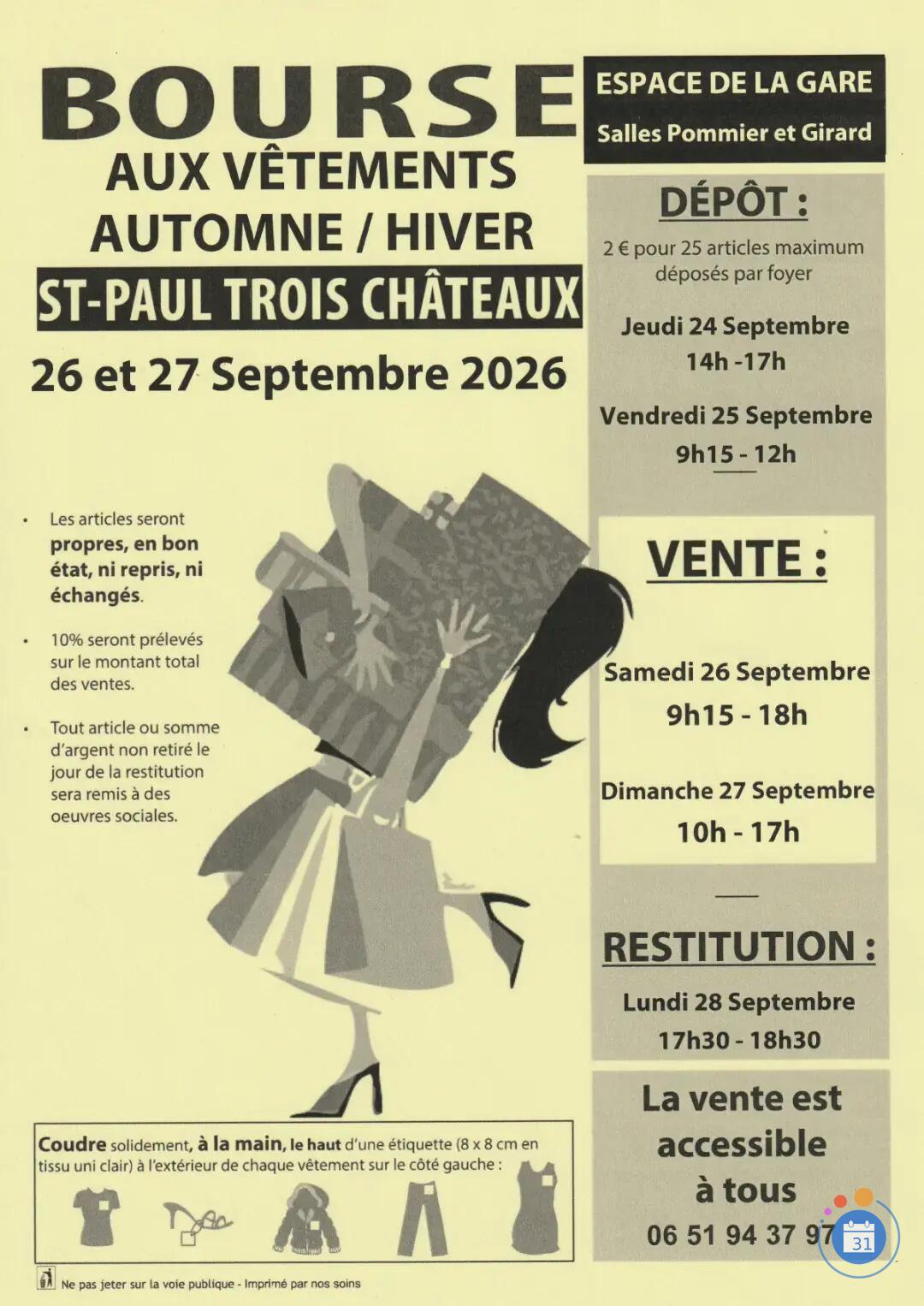 Image Bourse aux Vêtements Tricastine automne/hiver (photo 1)