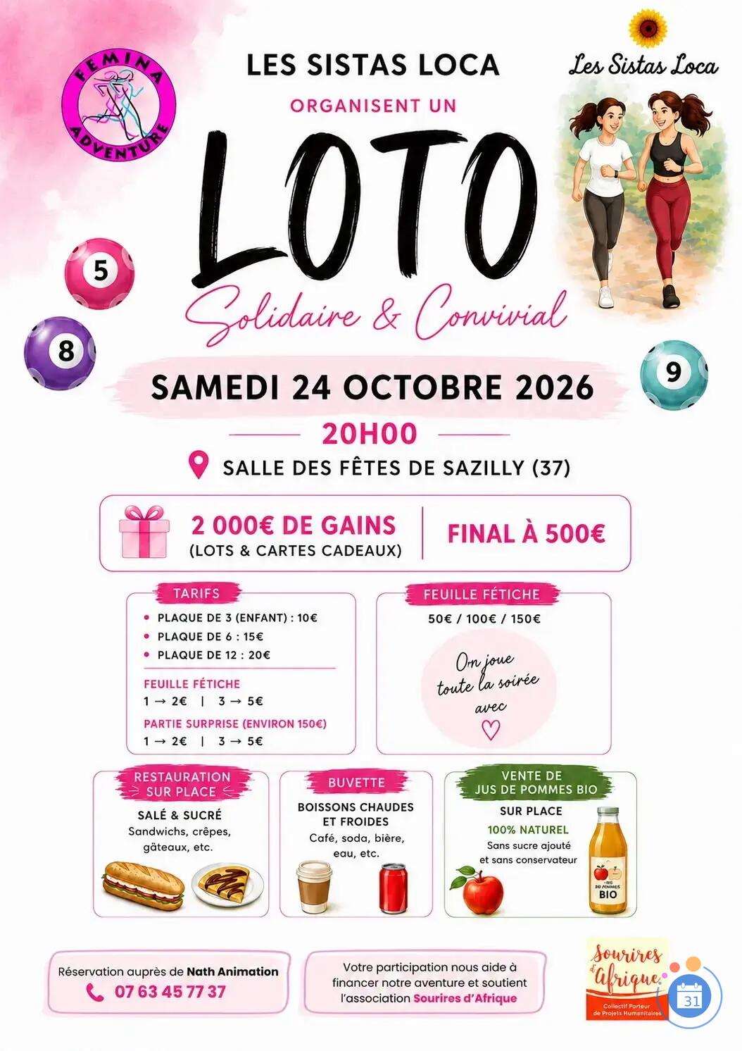 Flyer Loto animé par Nath Animation