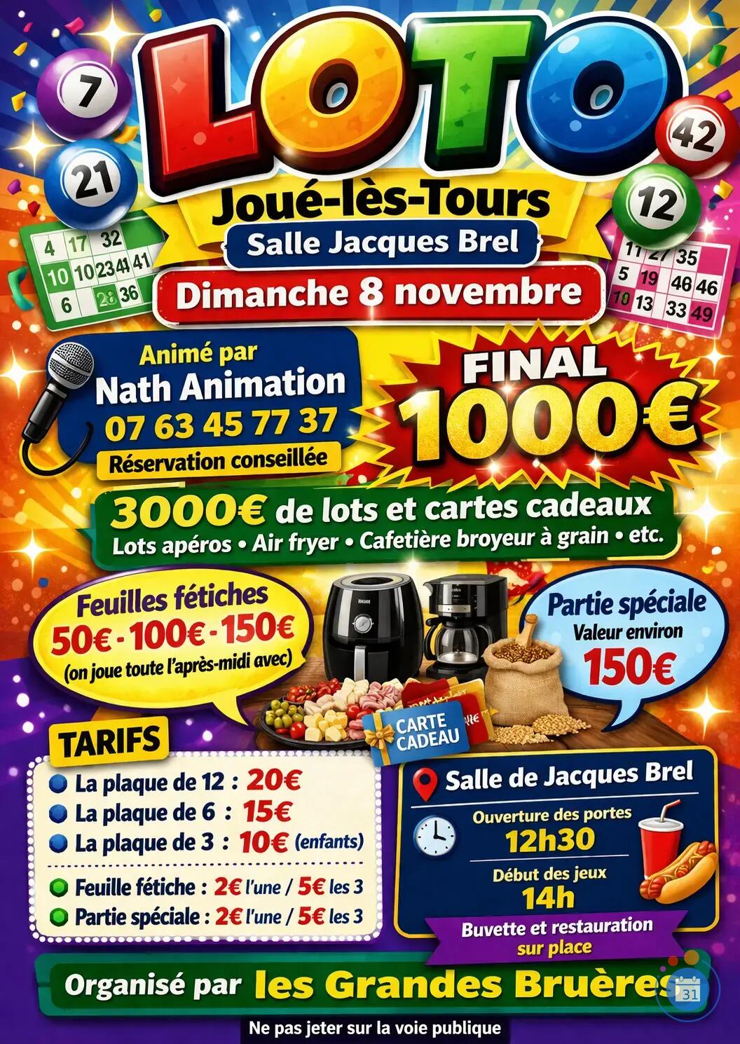 Flyer Loto animé par Nath Animation