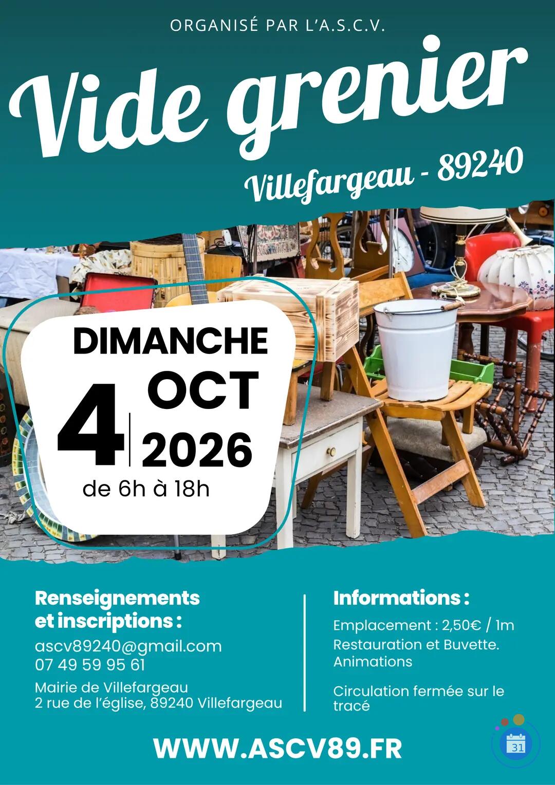 Image Vide Grenier Villefargeau (photo 1)