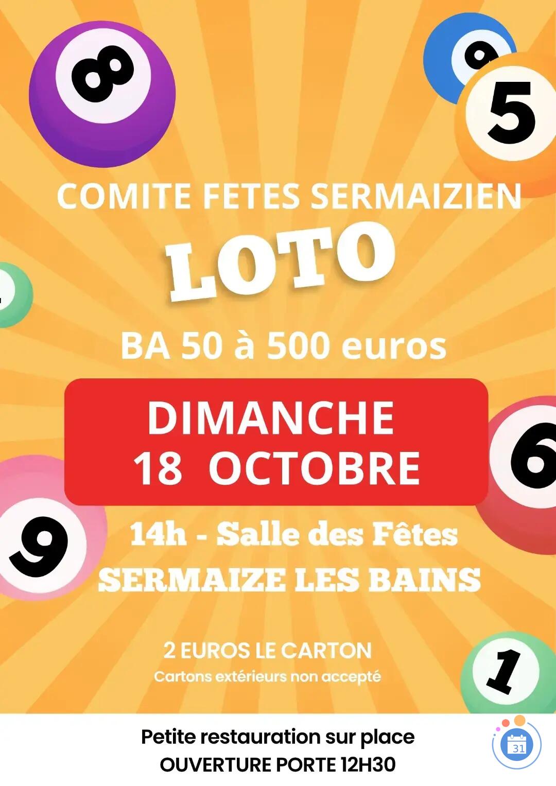 Flyer Loto comité des fêtes sermaizien