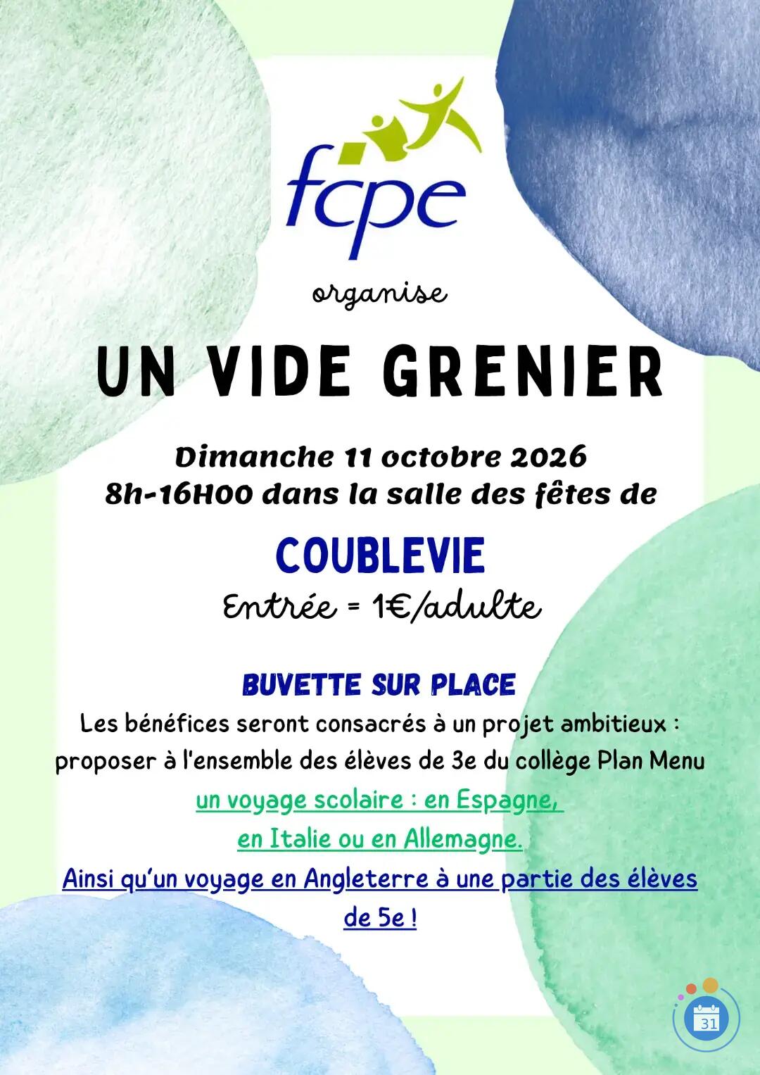 Image Vide Grenier Collège Plan Menu à Coublevie (photo 1)