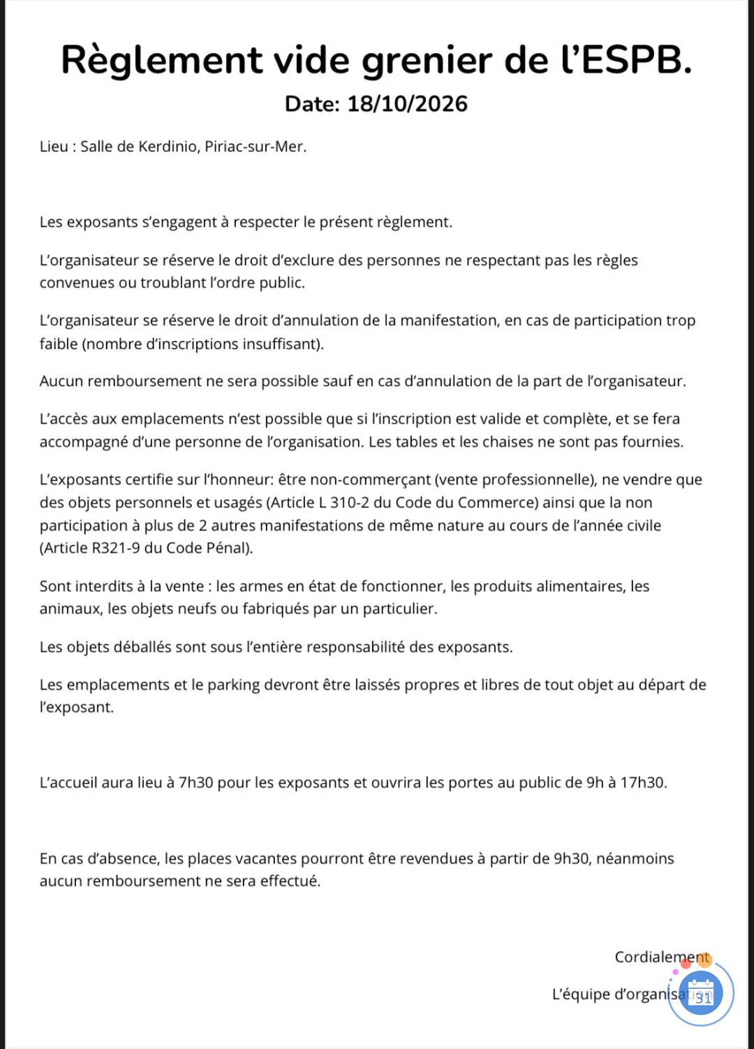 Image Vide Grenier ESPB (photo 2)