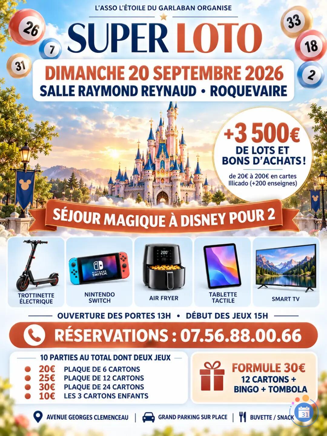 Image 🍀 SUPER LOTO - DIM 20 SEPTEMBRE 15H - ROQUEVAIRE 🍀 (photo 1)