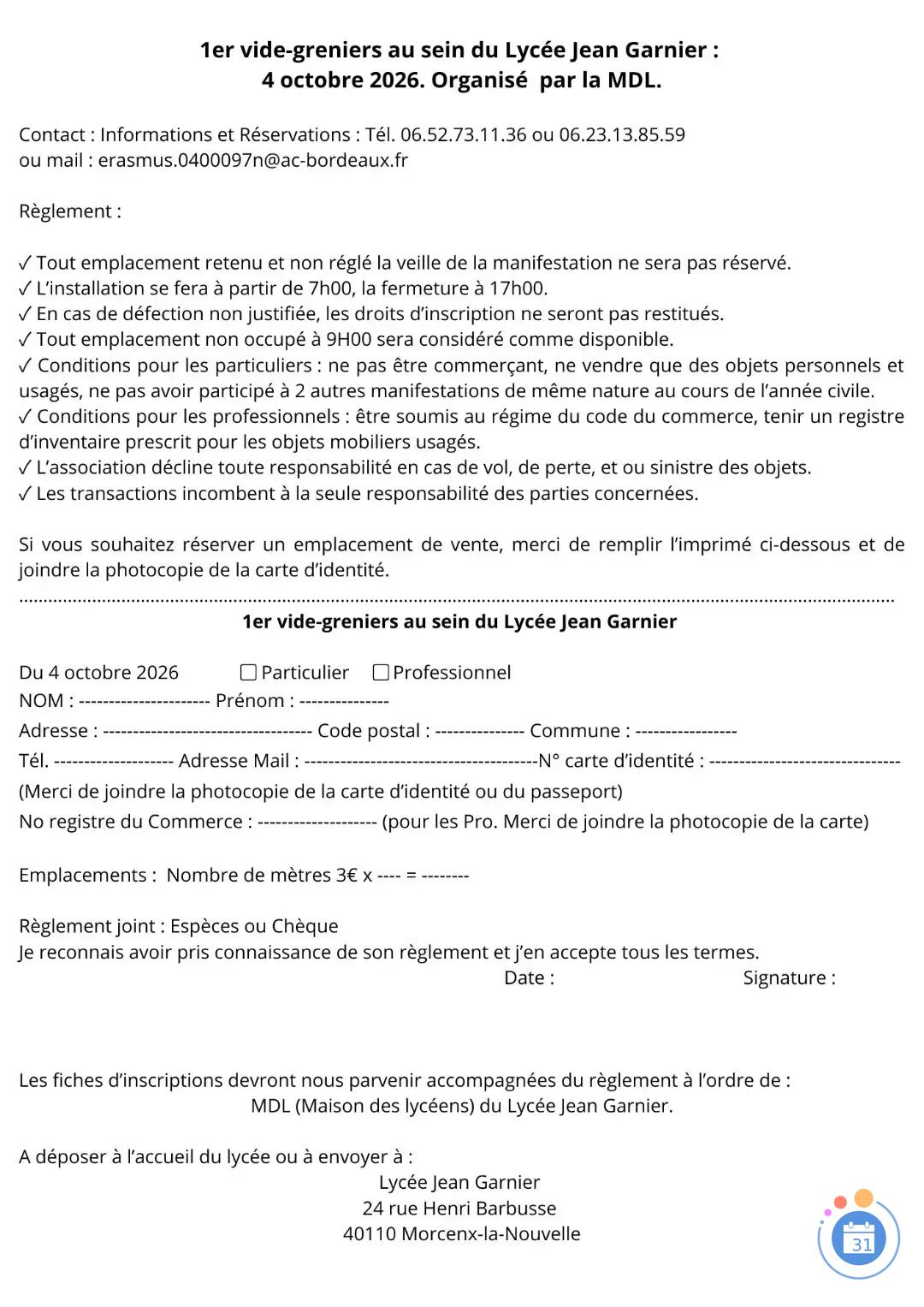 Image 1er vide-greniers du Lycée Jean Garnier (photo 3)