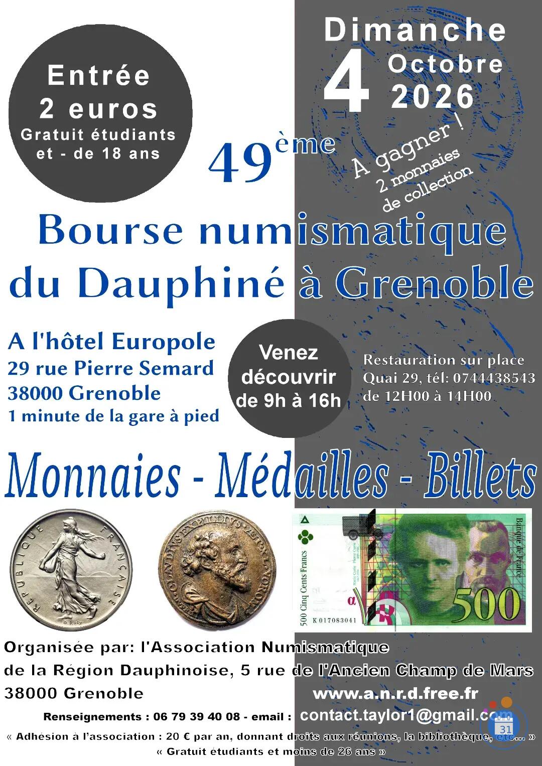 Image 49ème BOURSE NUMISMATIQUE DU DAUPHINE - GRENOBLE (photo 1)