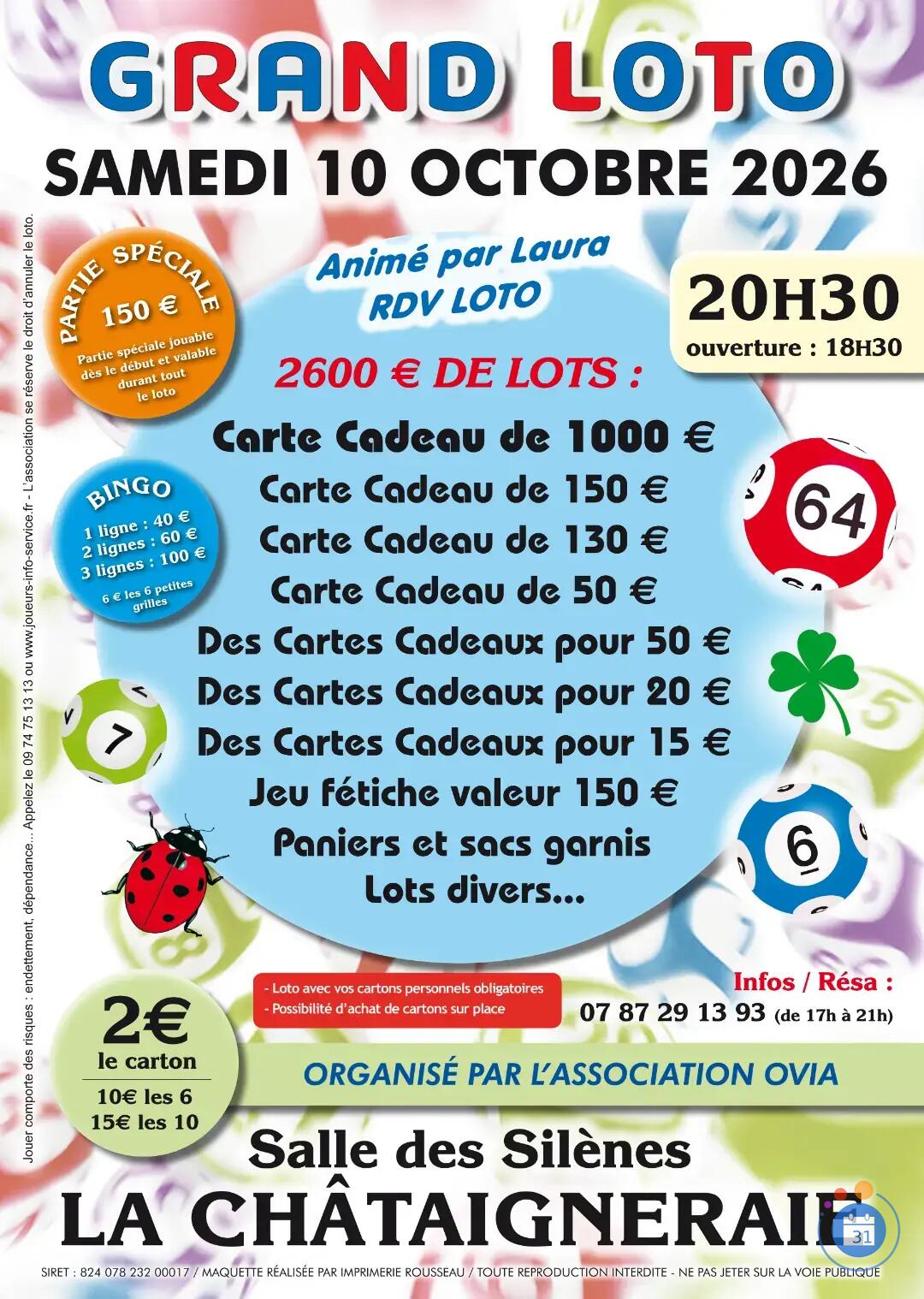 Image GRAND LOTO ANIME PAR LAURA RDV LOTO A LA CHATAIGNERAIE (photo 1)