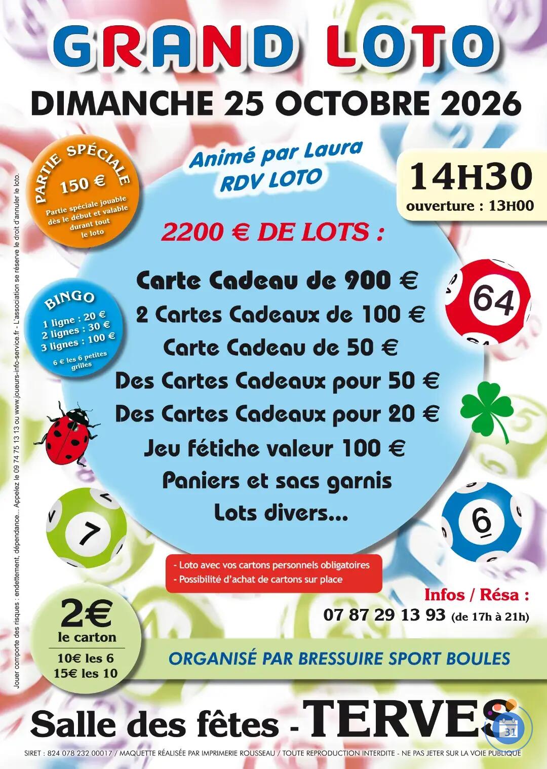Image GRAND LOTO ANIME PAR LAURA RDV LOTO A TERVES (photo 1)
