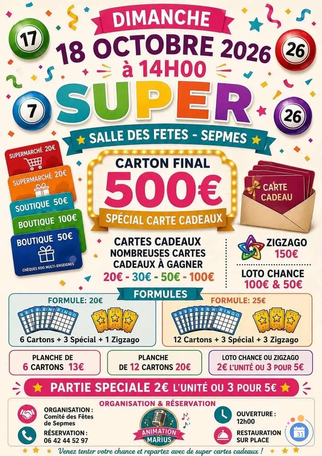 Image LOTO DU COMITE DES FETES ANIME PAR MARIUS (photo 1)