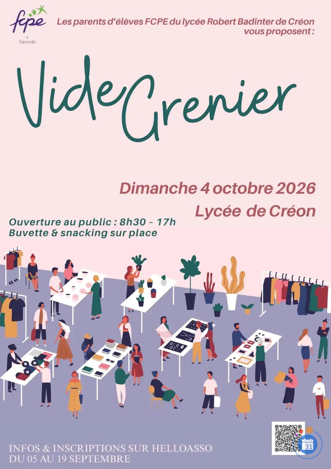 Image Vide Grenier des parents d'élèves FCPE du lycée R.Badinter de Créon (photo 1)
