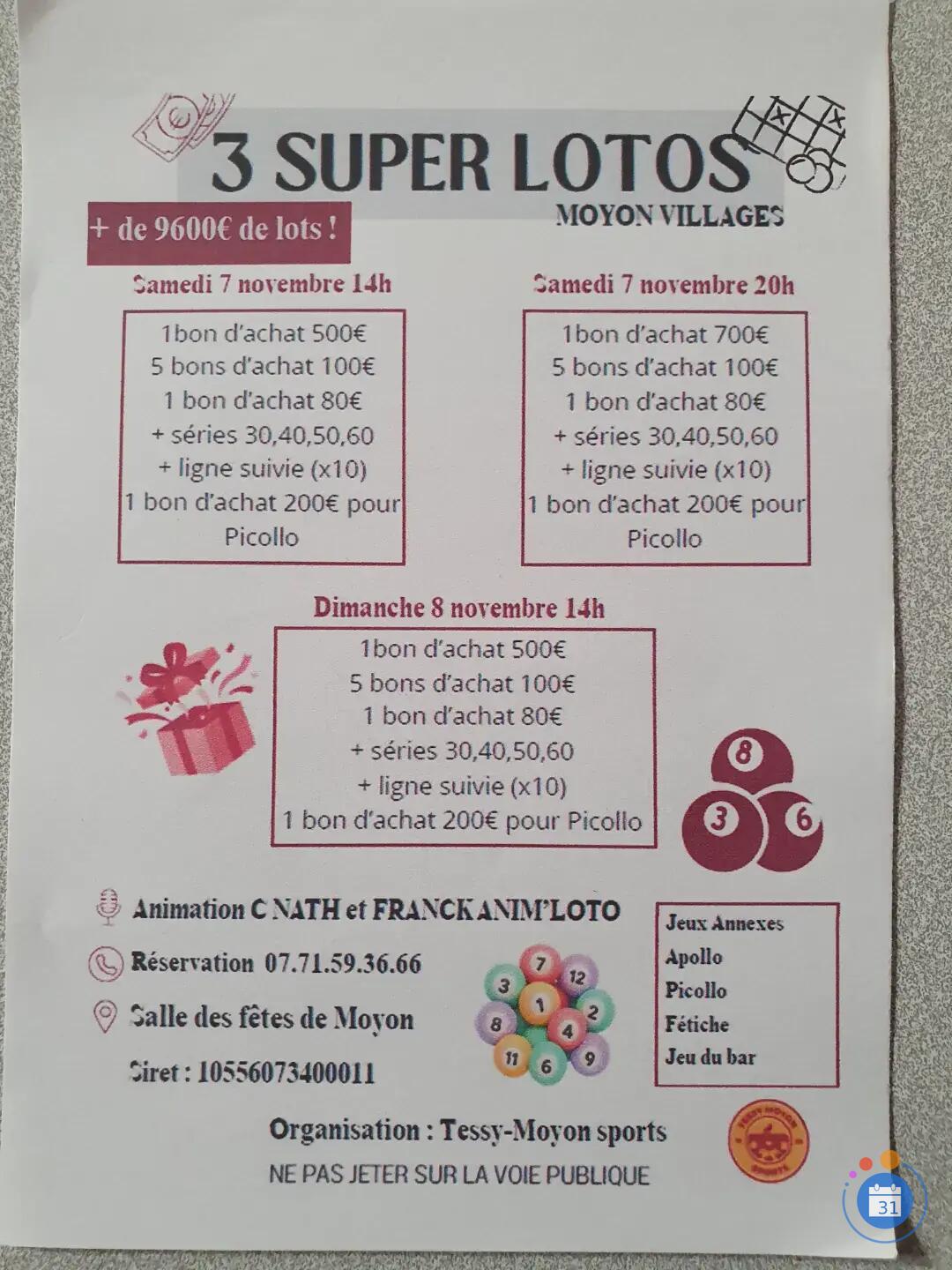 Flyer 3 supers lotos animes par nathalie caillot