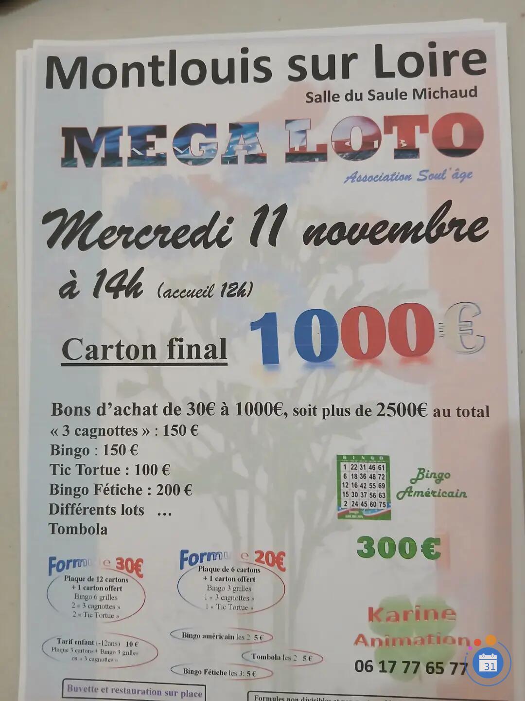Flyer Loto assoc soul’age animé par karine